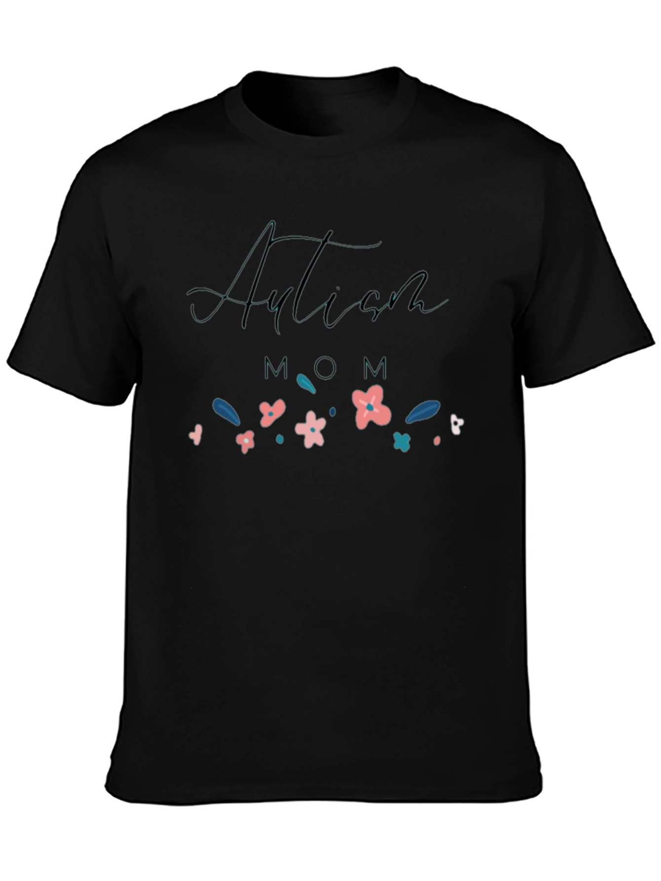 Autism Mom Floral T-Shirt - Black