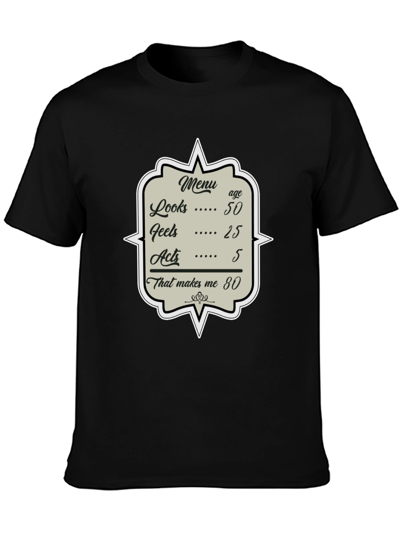 Humorous 80th Birthday Menu T-Shirt