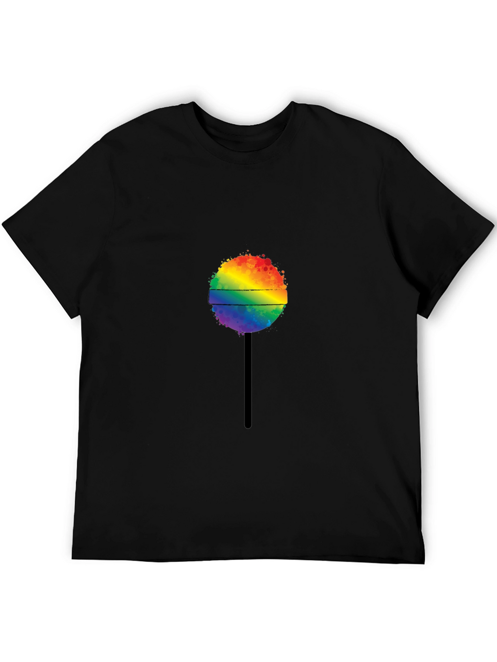 Rainbow Lollipop Graphic Tee - Black Cotton T-Shirt