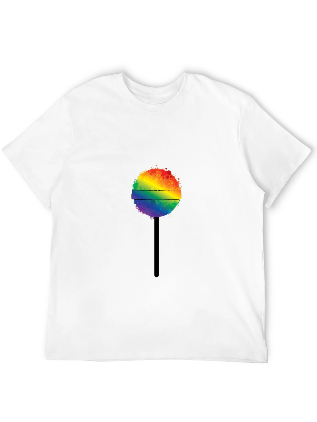 Rainbow Lollipop Graphic Tee - Black Cotton T-Shirt