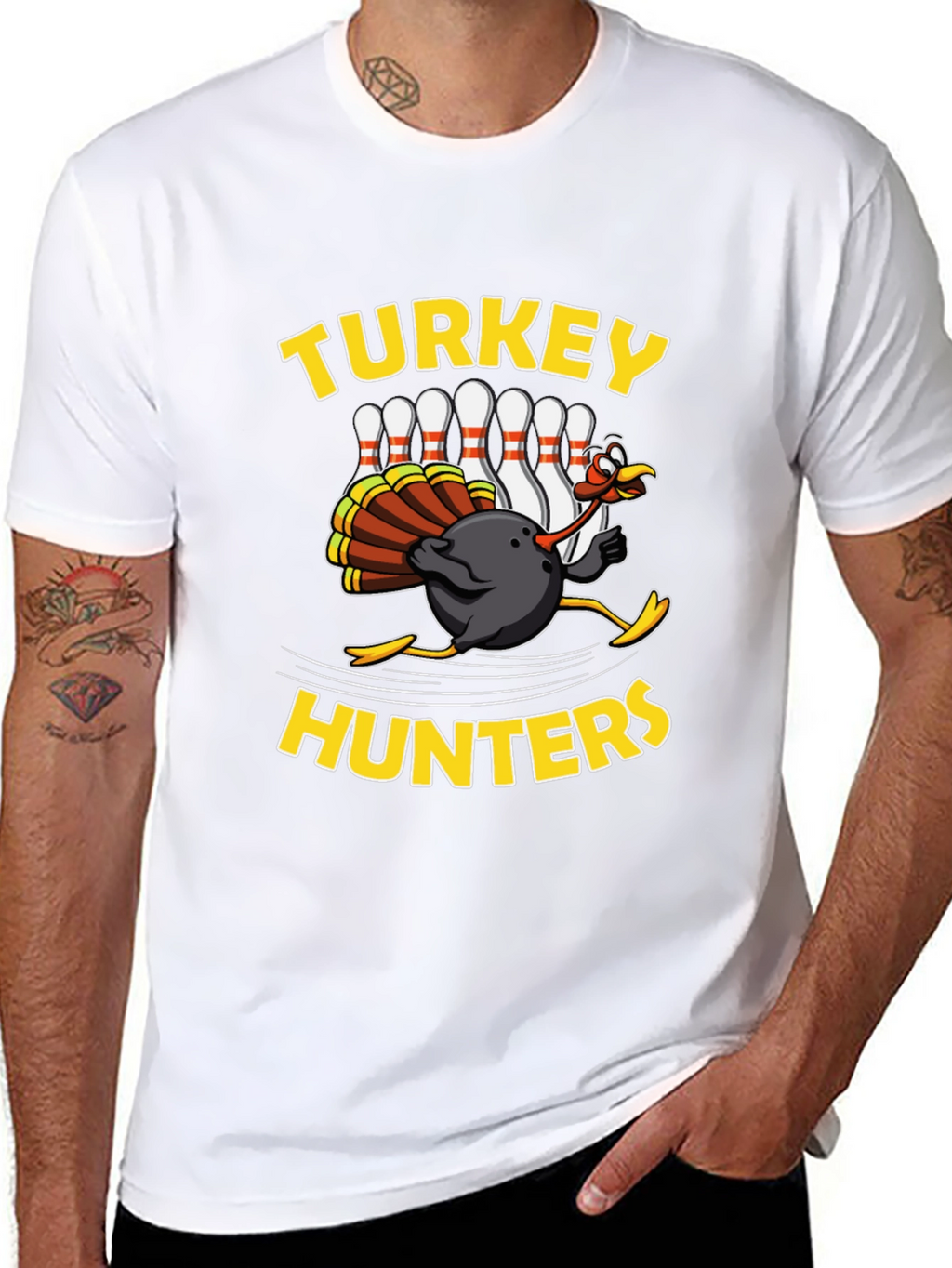 Turkey Hunters Bowling Graphic T-Shirt