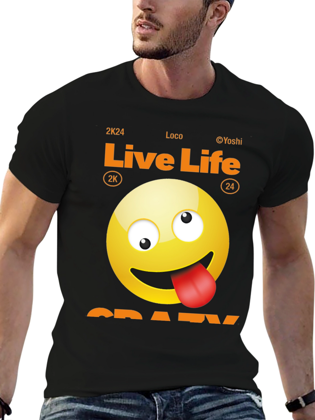Live Life Crazy Emoji Graphic Tee