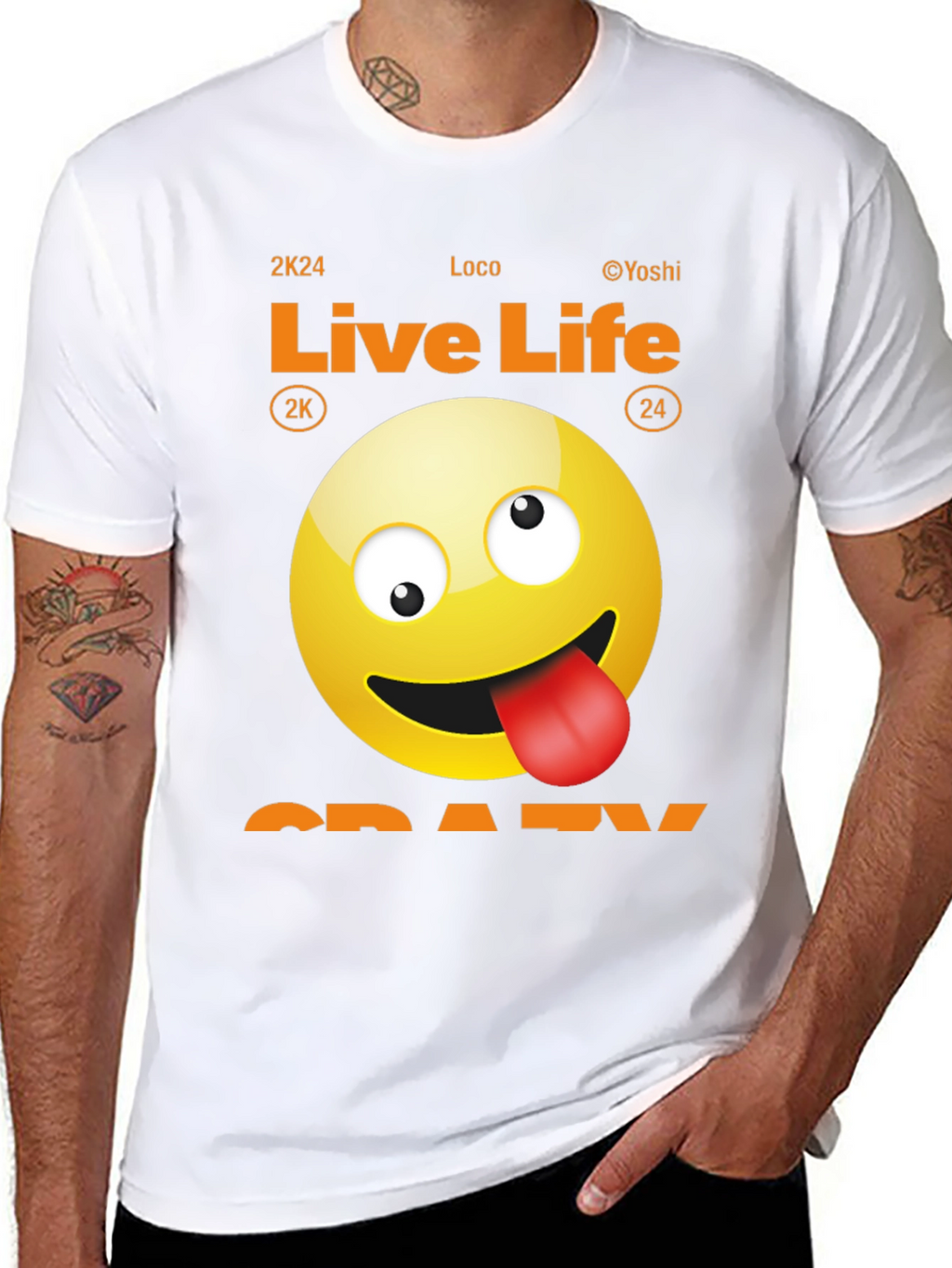 Live Life Crazy Emoji Graphic Tee