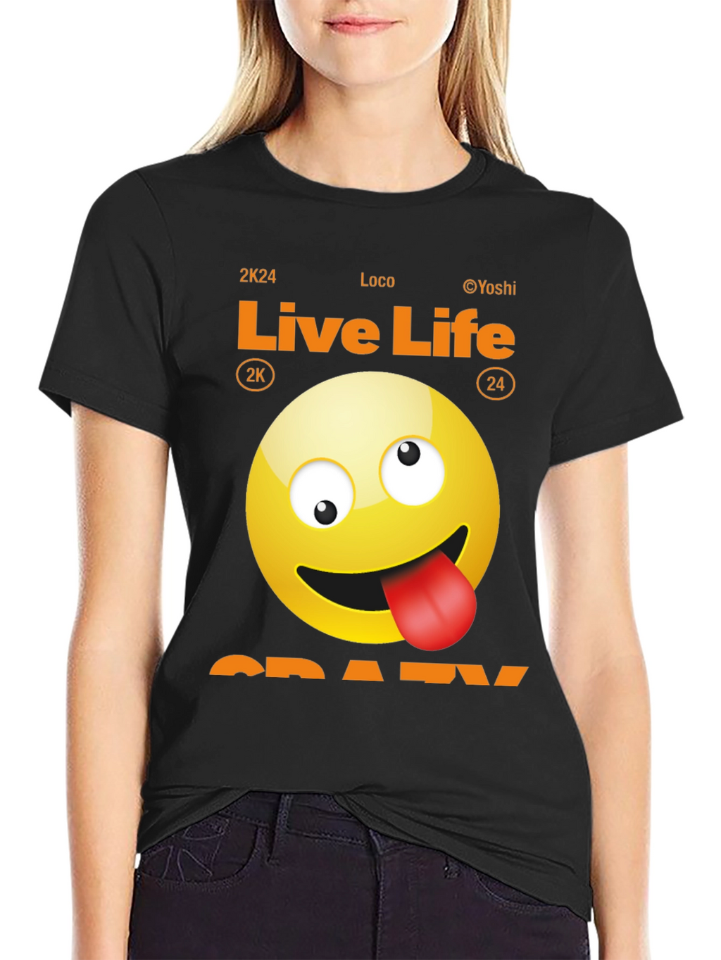 Live Life Crazy Emoji Graphic Tee
