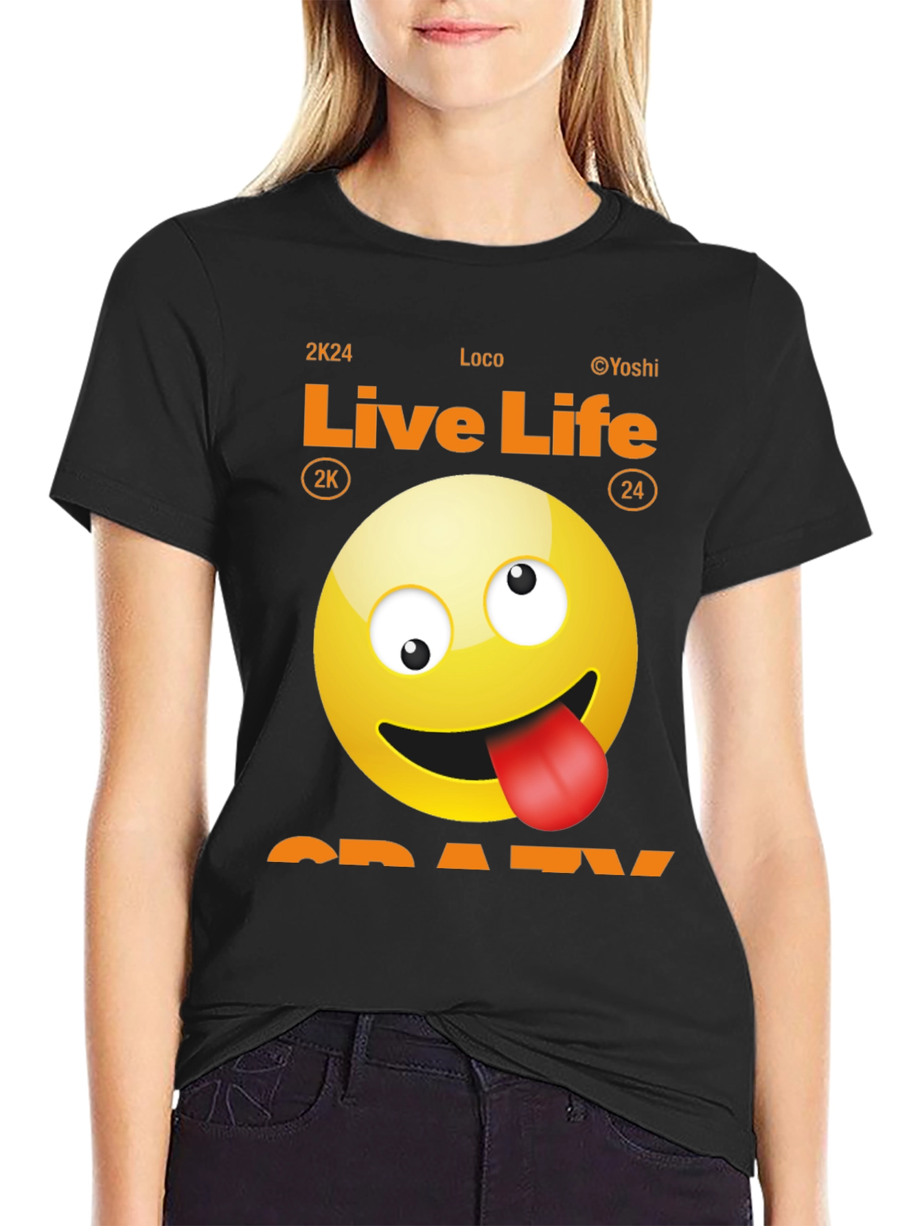 Live Life Crazy Emoji Graphic Tee