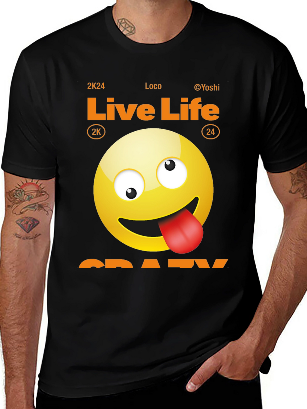 Live Life Crazy Emoji Graphic Tee