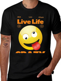 Live Life Crazy Emoji Graphic Tee