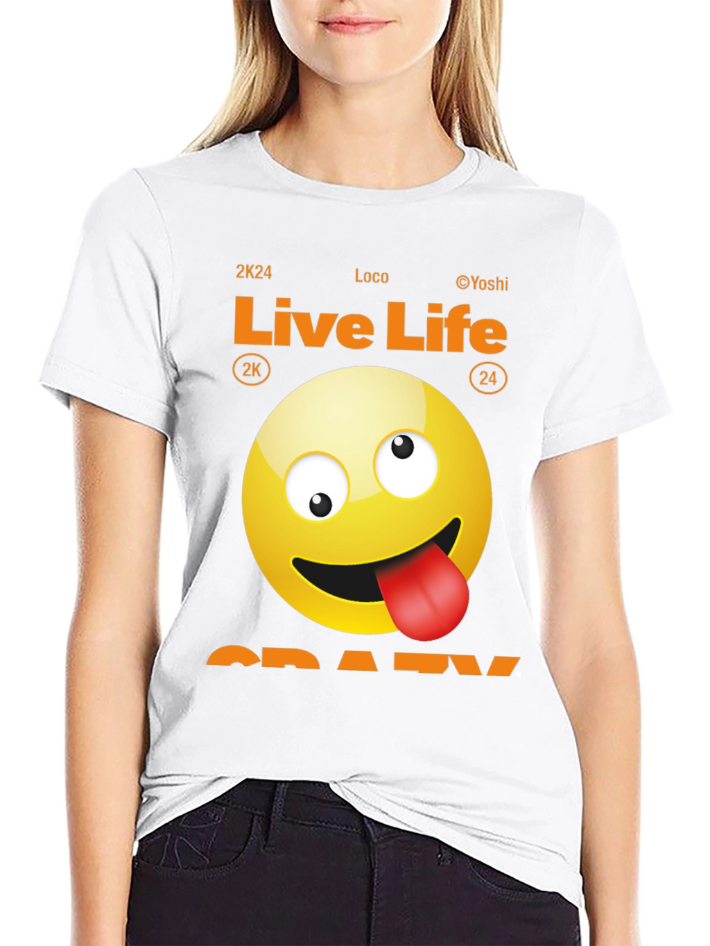 Live Life Crazy Emoji Graphic Tee