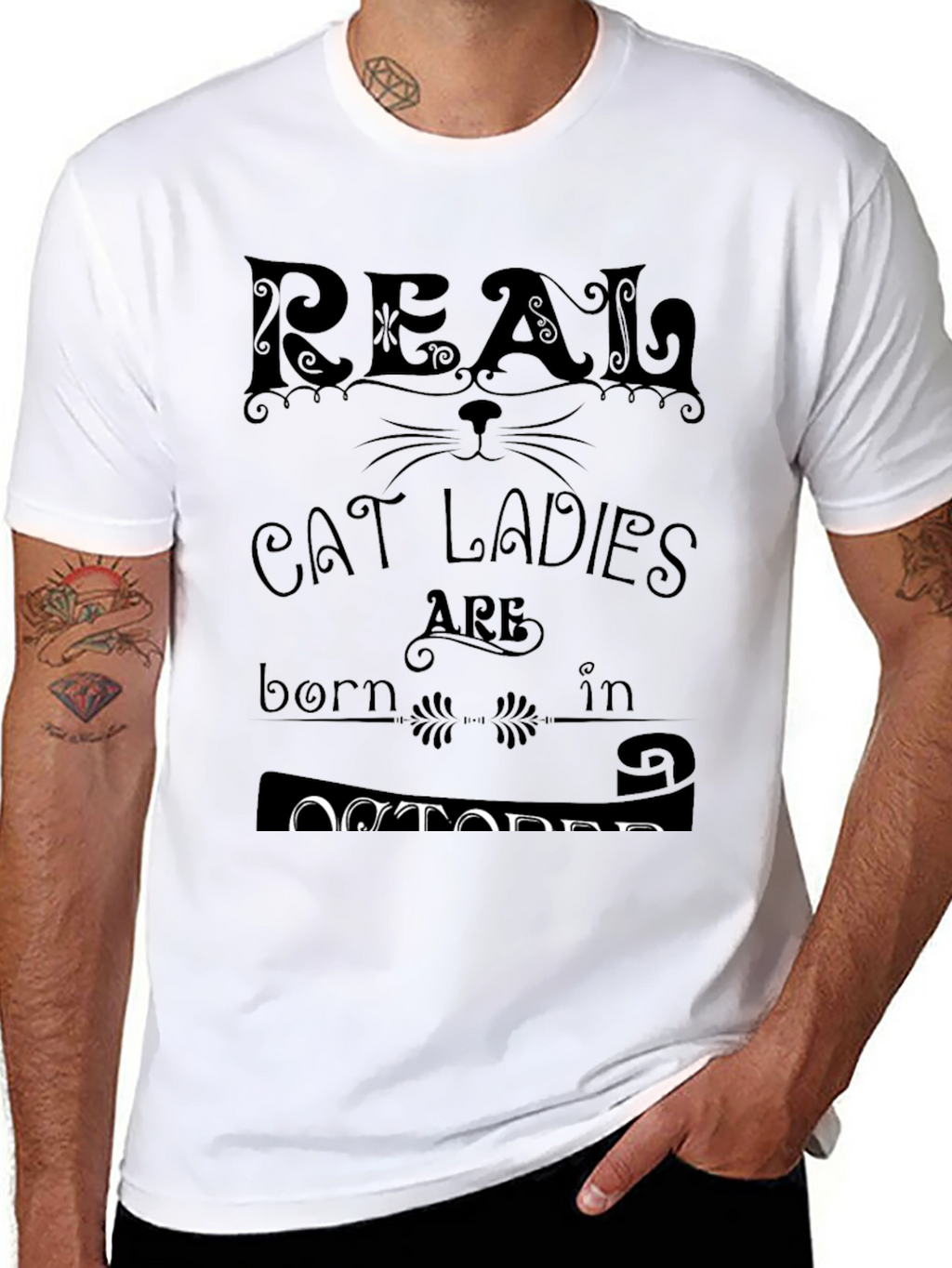 Real Cat Ladies Born In October T-Shirt
