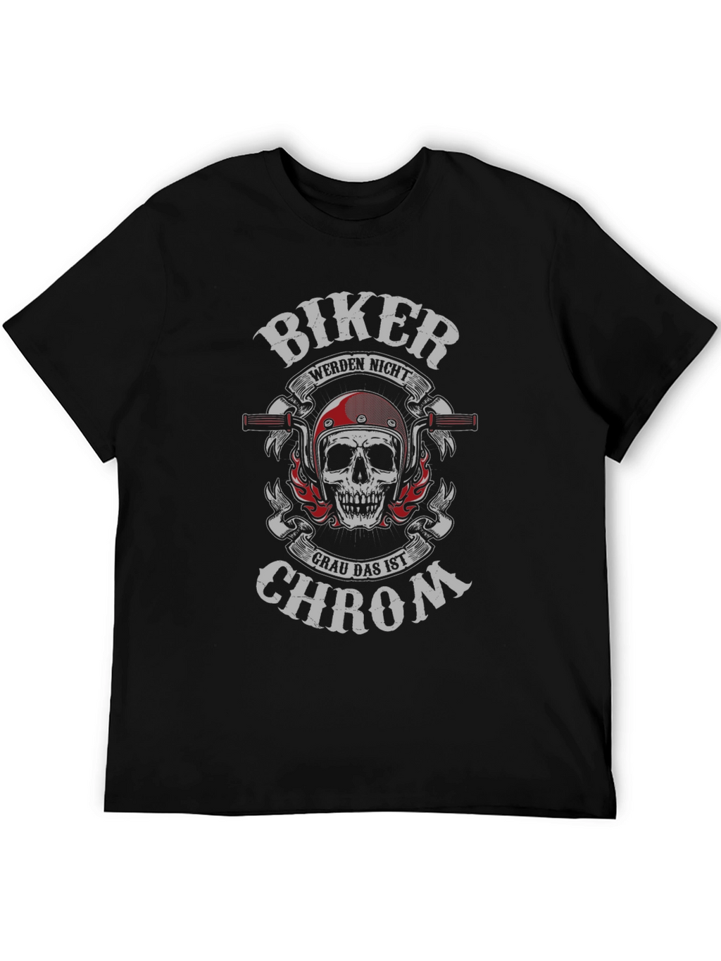 Biker Skull T-Shirt - Grey Chrom