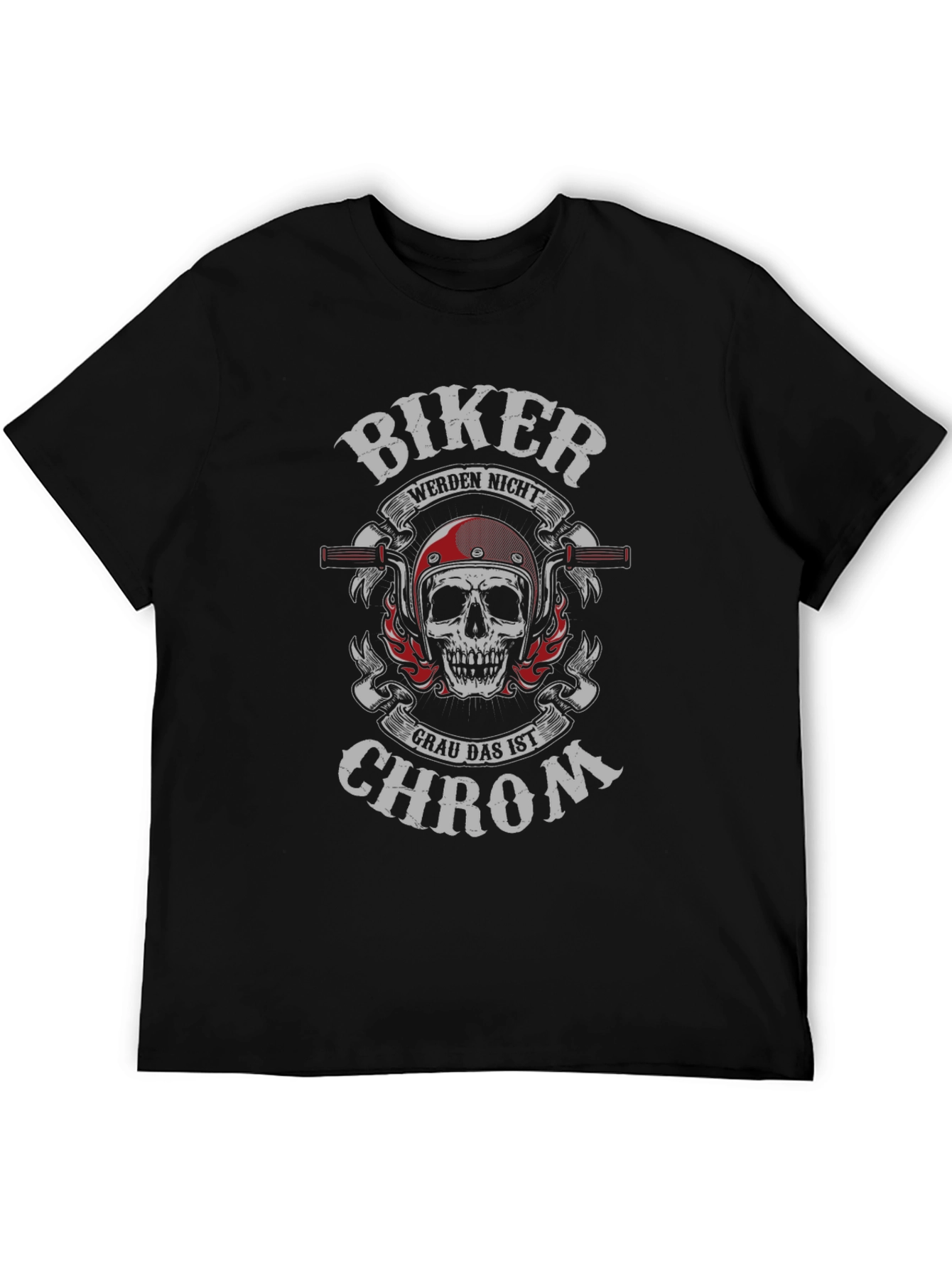 Biker Skull T-Shirt - Grey Chrom