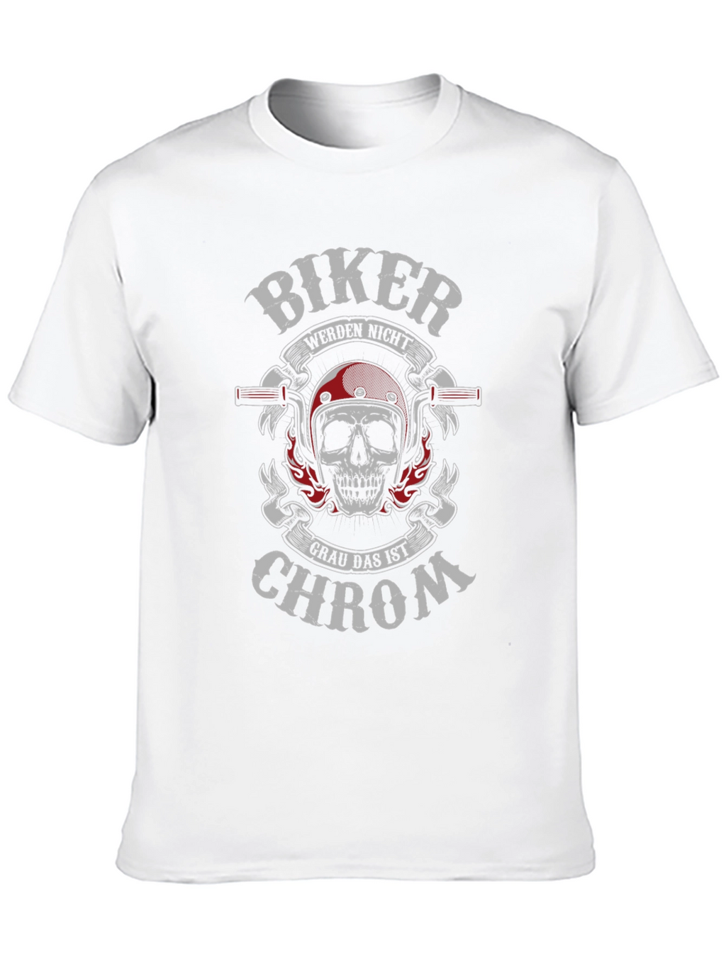 Biker Skull T-Shirt - Grey Chrom