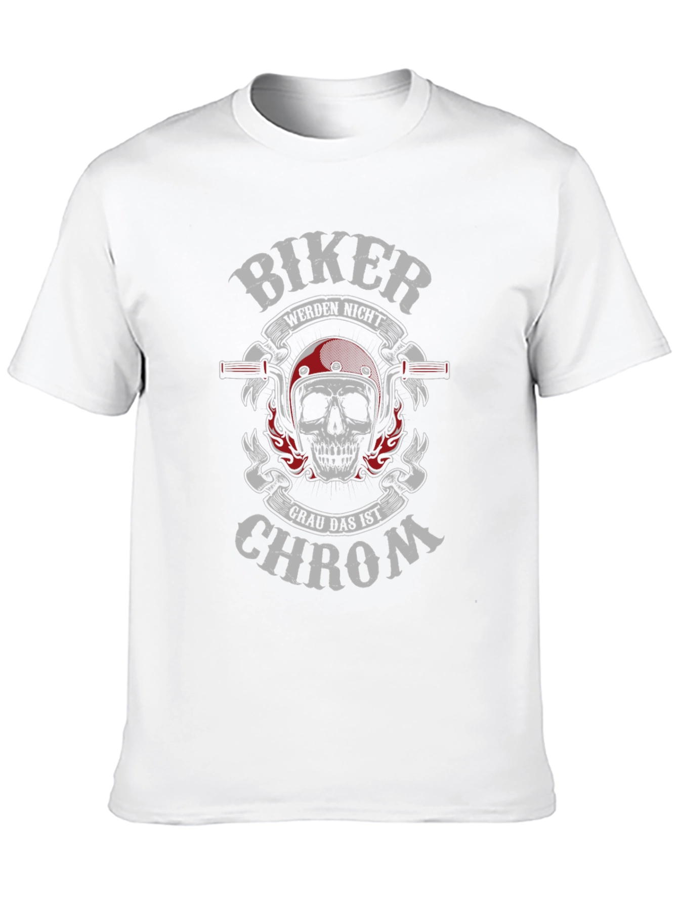 Biker Skull T-Shirt - Grey Chrom