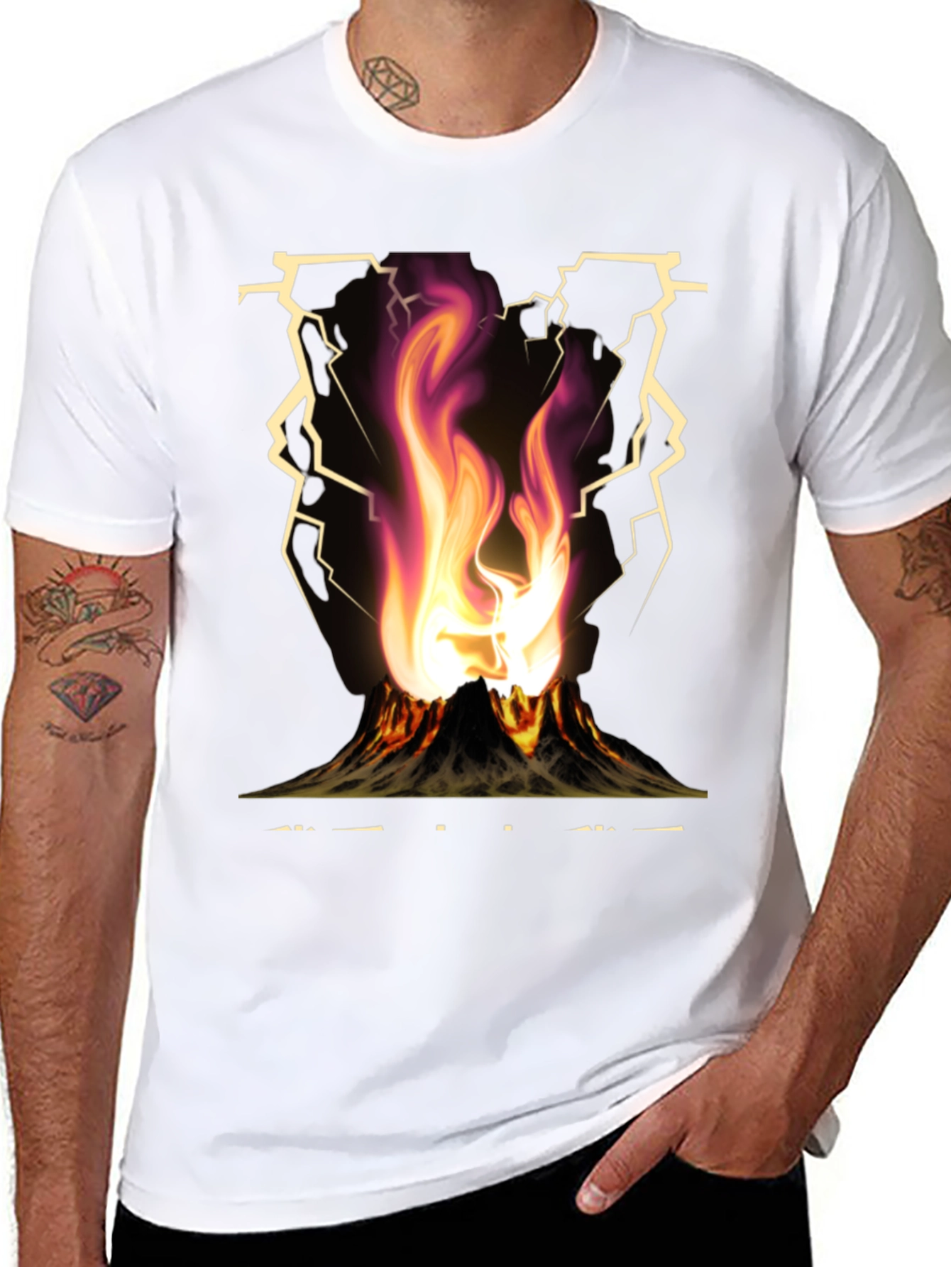 Volcano Lightning Graphic T-Shirt