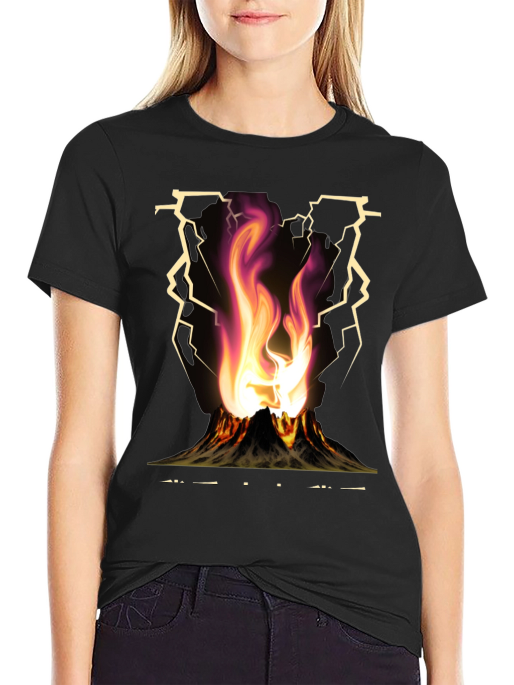 Volcano Lightning Graphic T-Shirt
