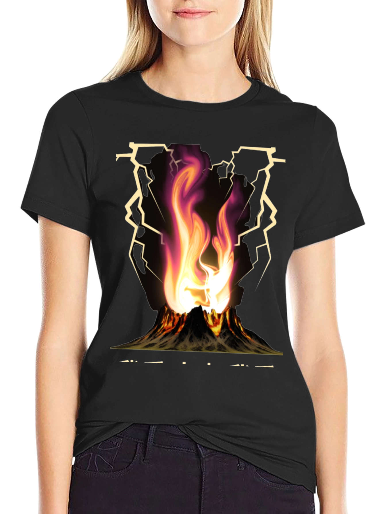 Volcano Lightning Graphic T-Shirt