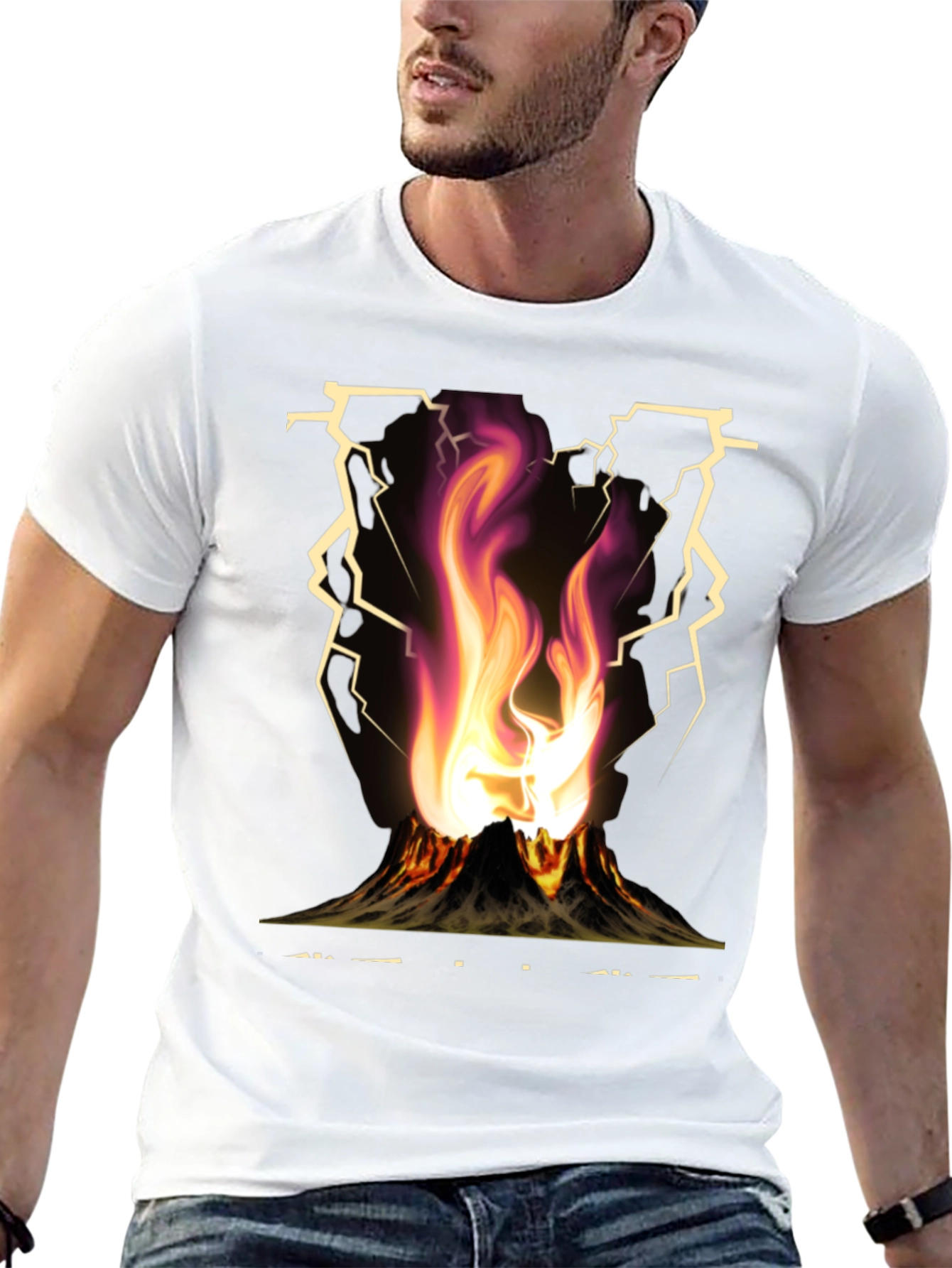 Volcano Lightning Graphic T-Shirt