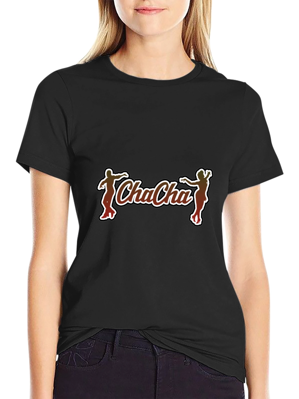 Cha-Cha Graphic Tee - Black Cotton Casual T-Shirt
