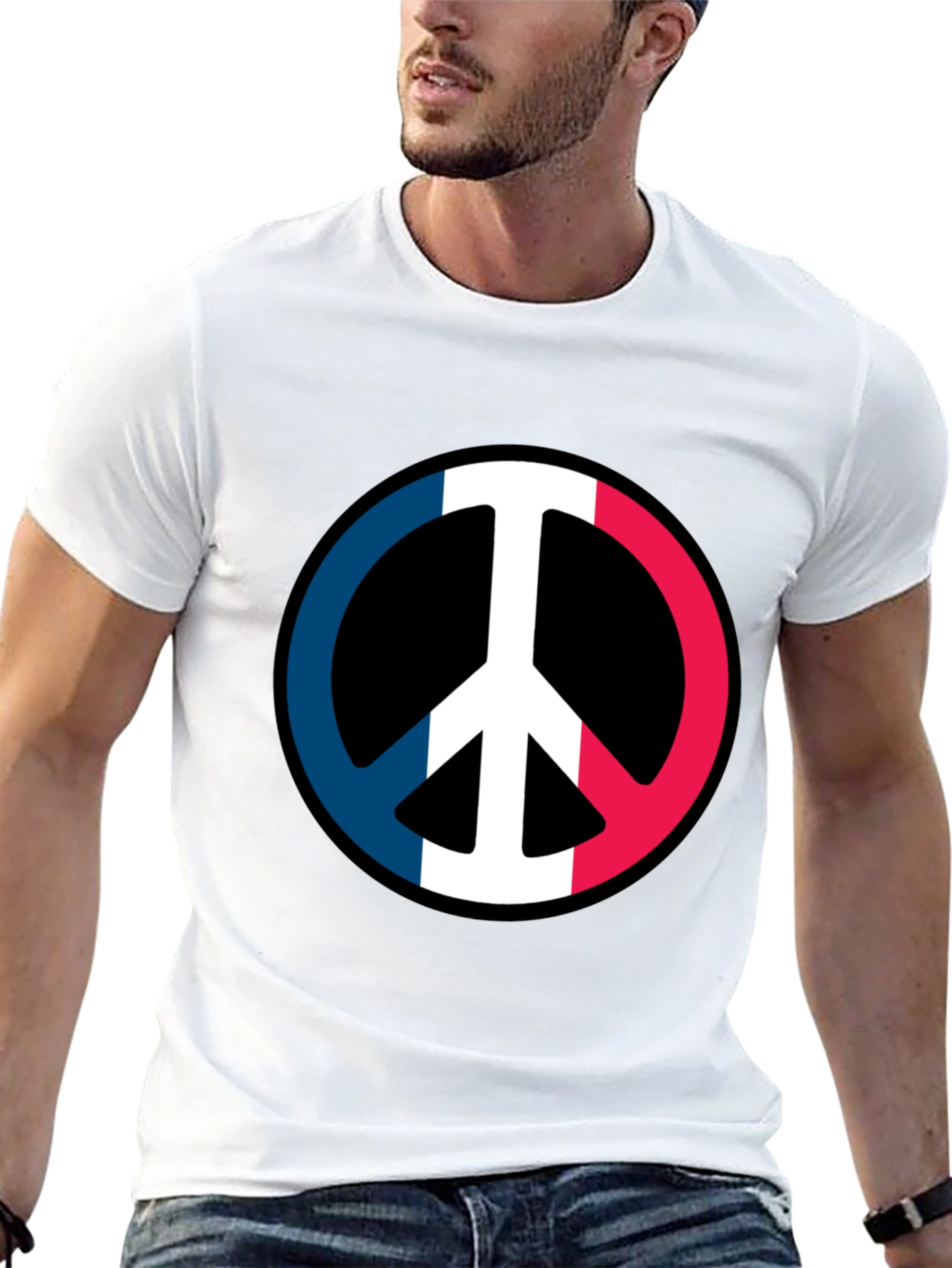 French Flag Peace Symbol Graphic T-Shirt