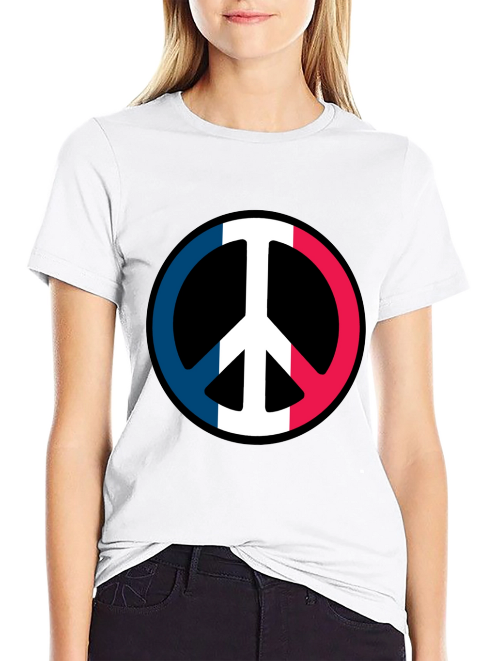 French Flag Peace Symbol Graphic T-Shirt