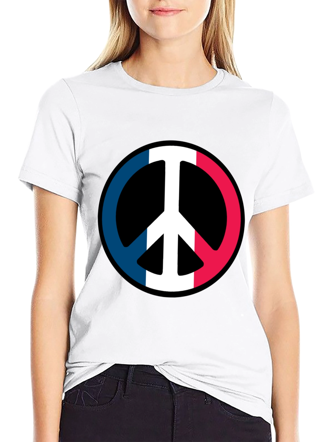 French Flag Peace Symbol Graphic T-Shirt