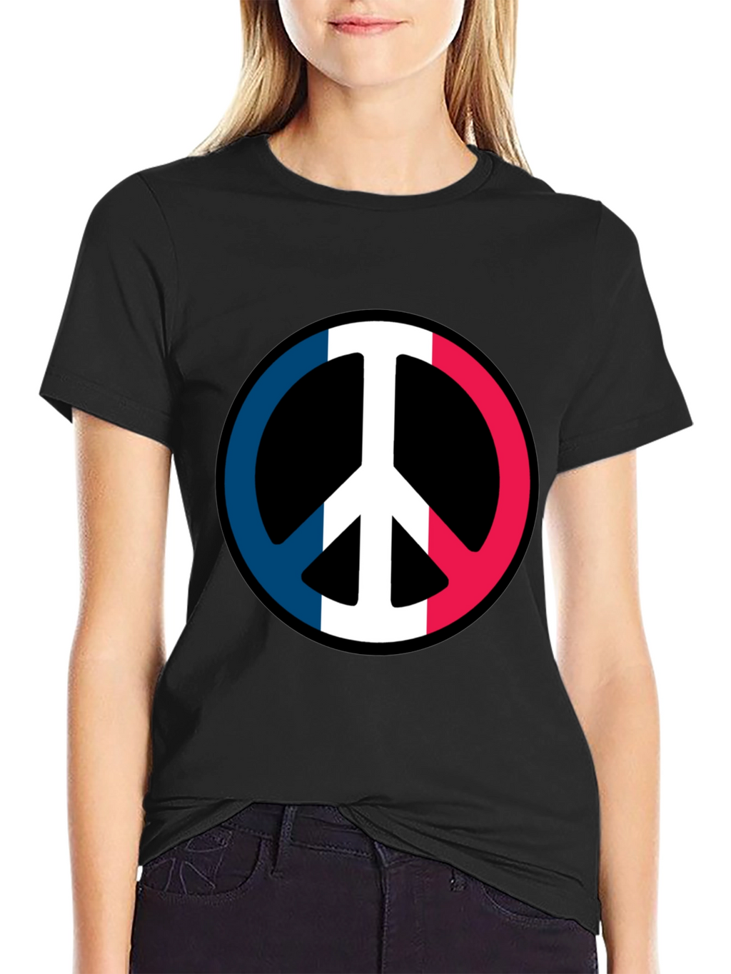 French Flag Peace Symbol Graphic T-Shirt