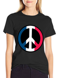 French Flag Peace Symbol Graphic T-Shirt