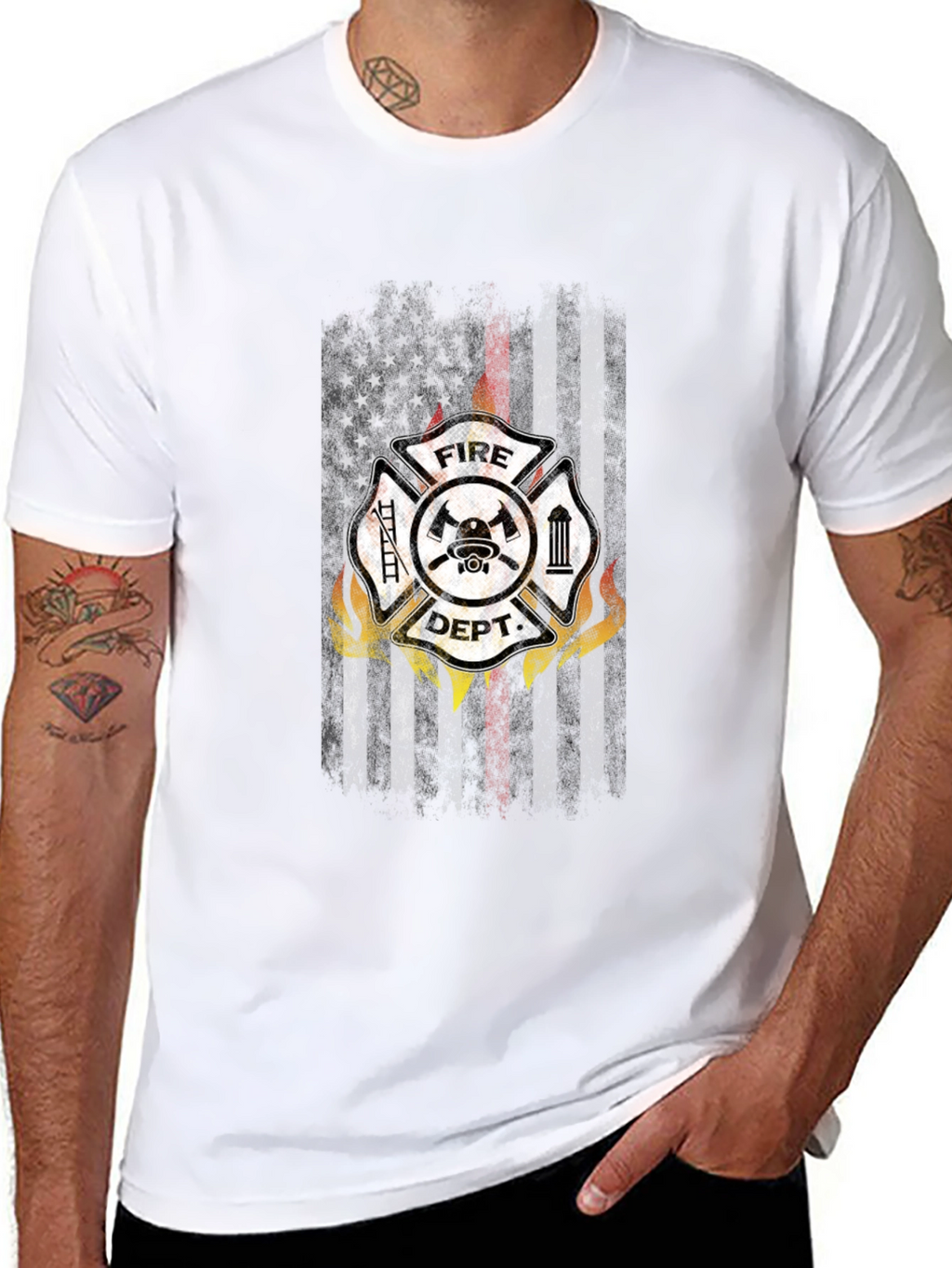 Fire Dept US Flag T-Shirt