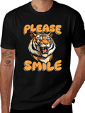 Please Smile Tiger Graphic Tee - Black