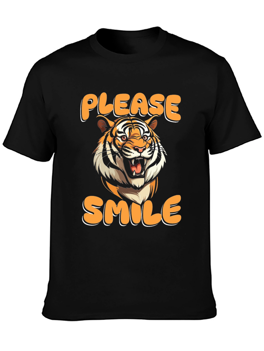 Please Smile Tiger Graphic Tee - Black