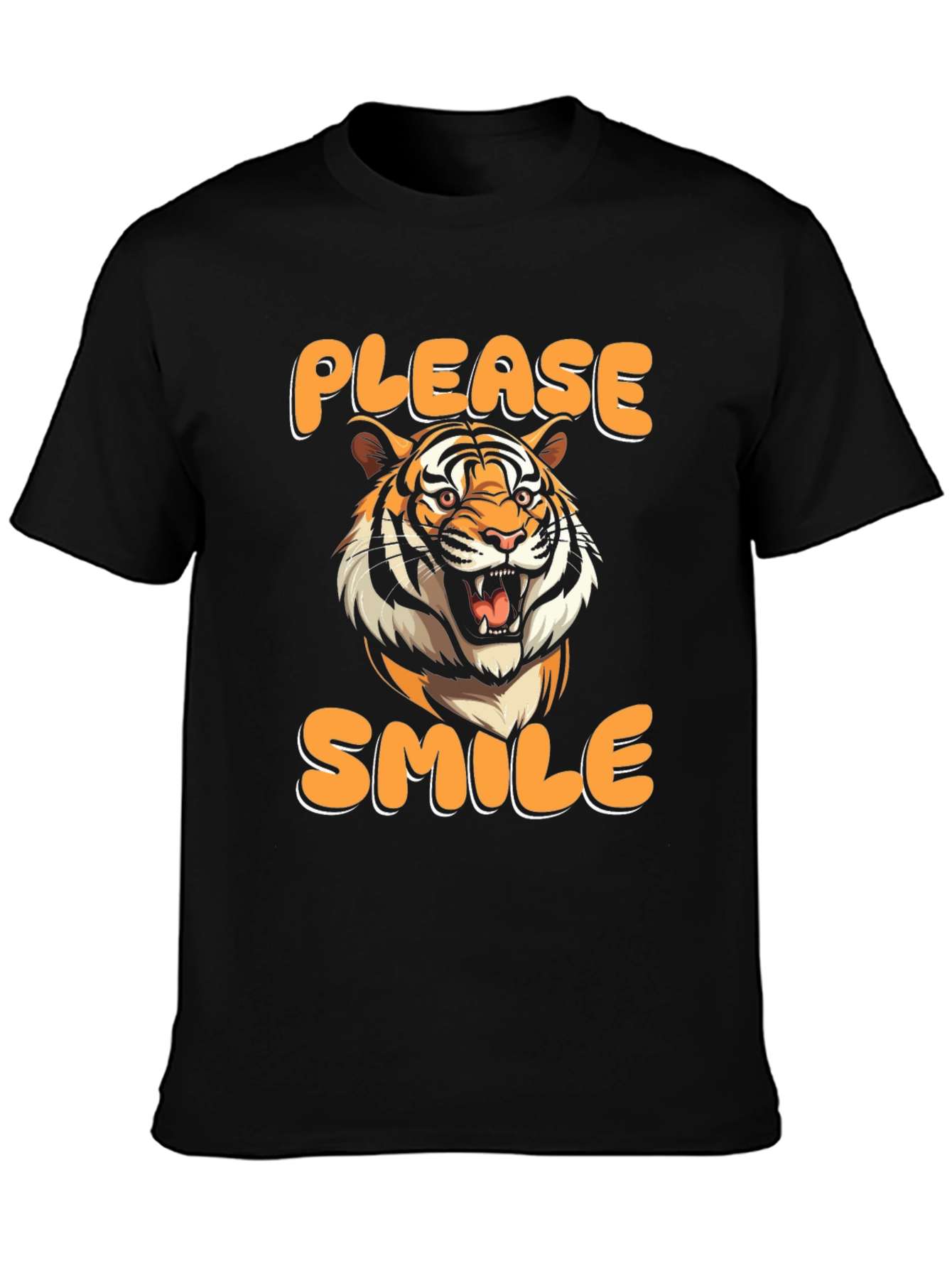 Please Smile Tiger Graphic Tee - Black