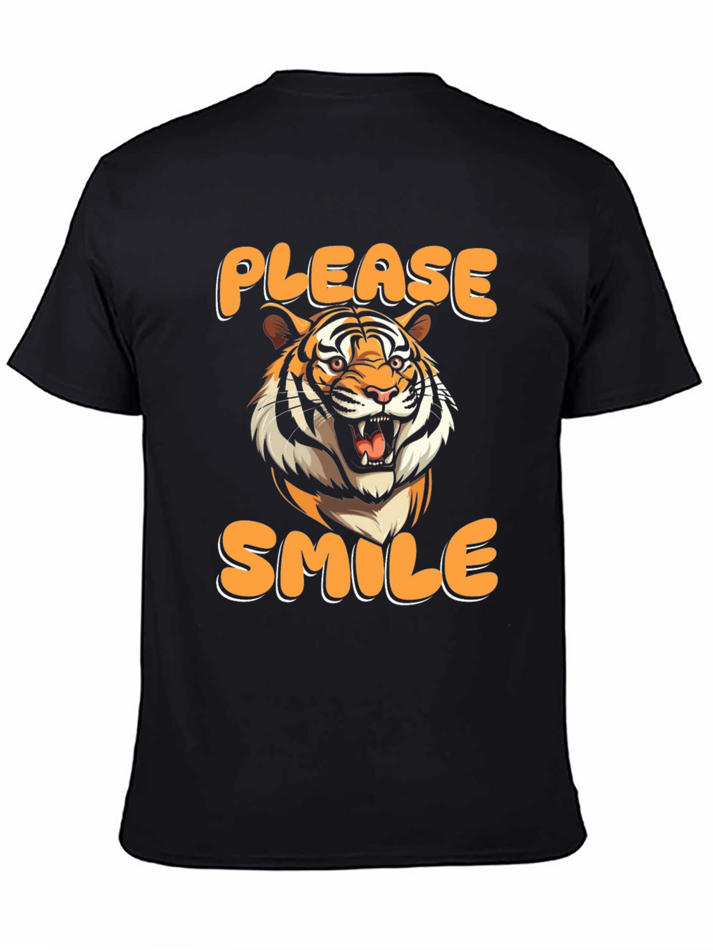 Please Smile Tiger Graphic Tee - Black