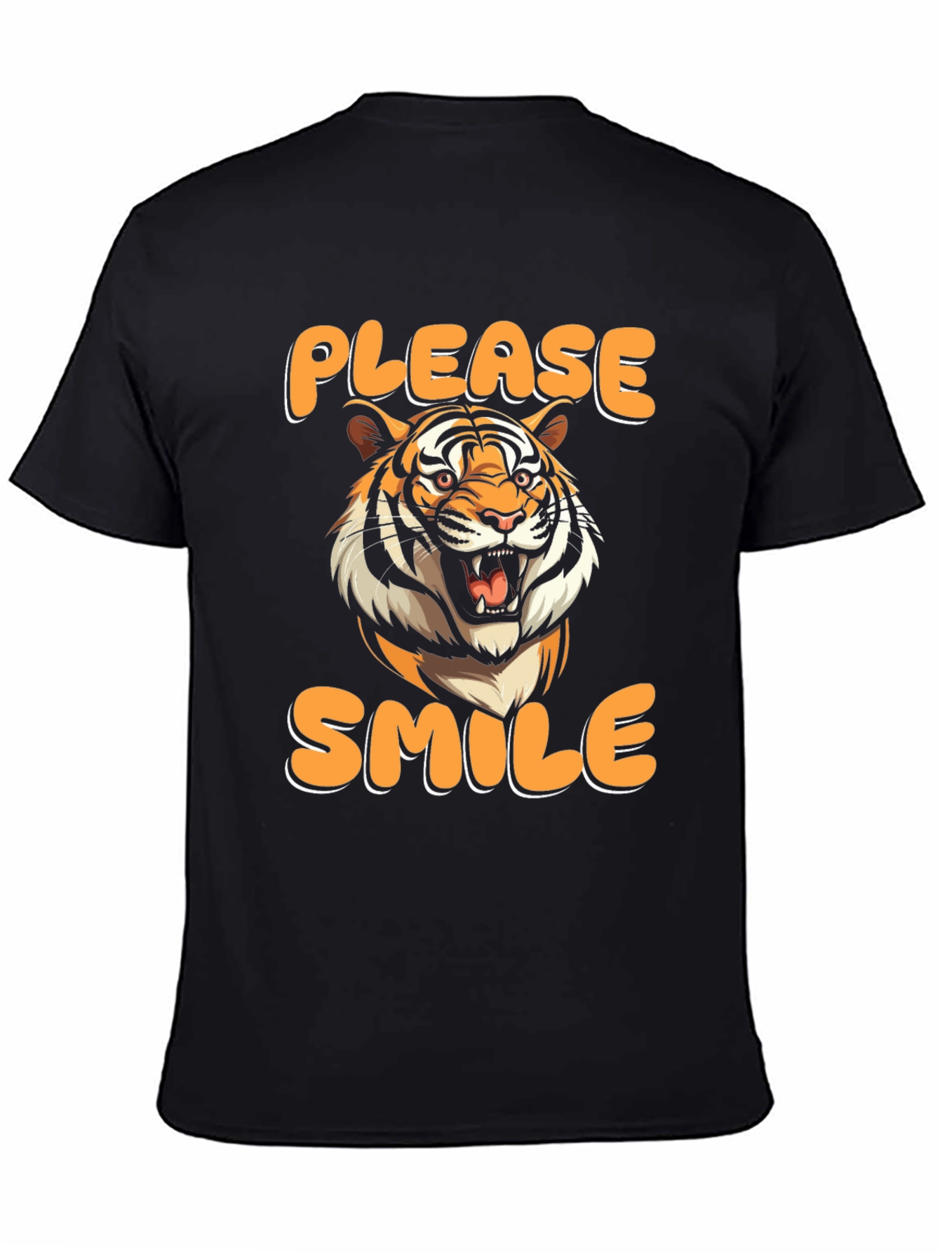 Please Smile Tiger Graphic Tee - Black