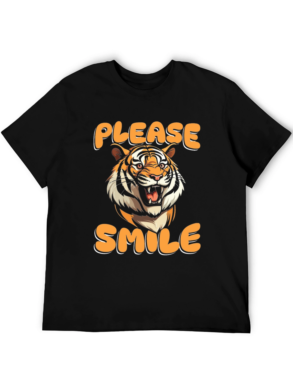 Please Smile Tiger Graphic Tee - Black