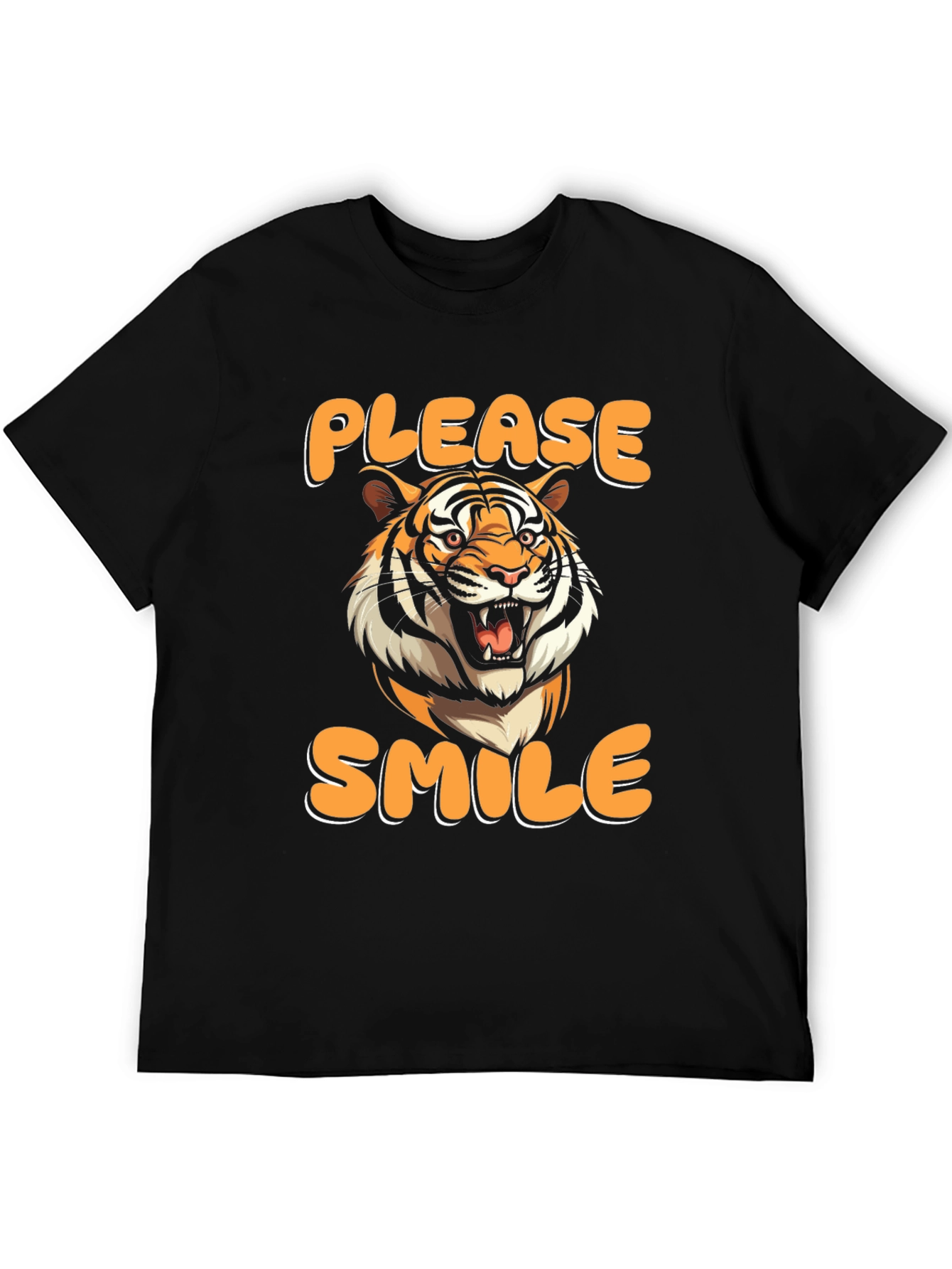 Please Smile Tiger Graphic Tee - Black