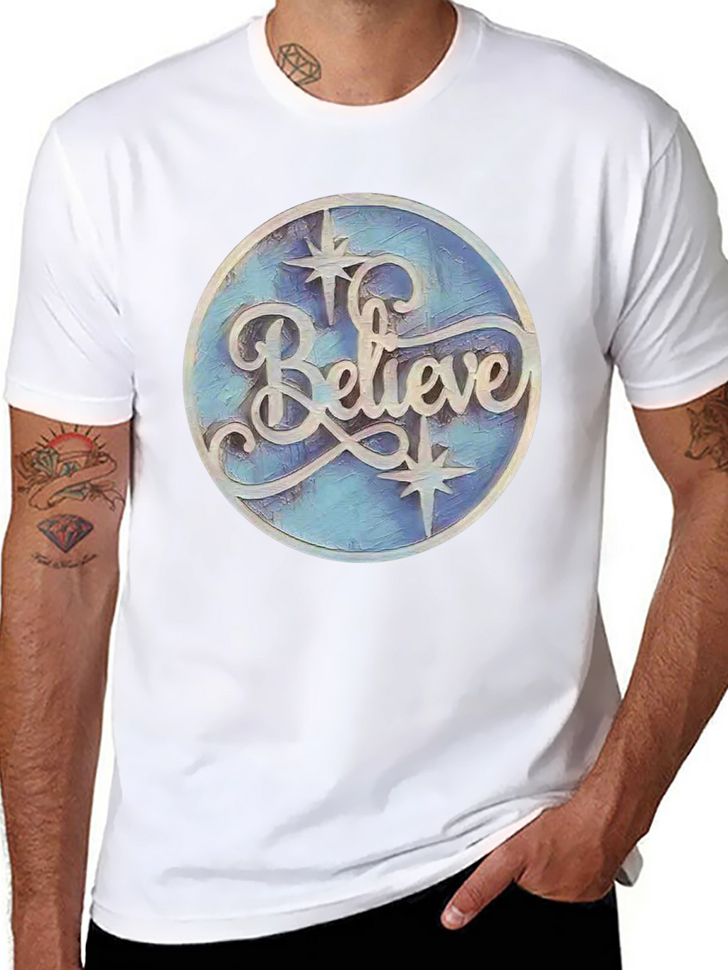 Believe Graphic Print Black T-Shirt