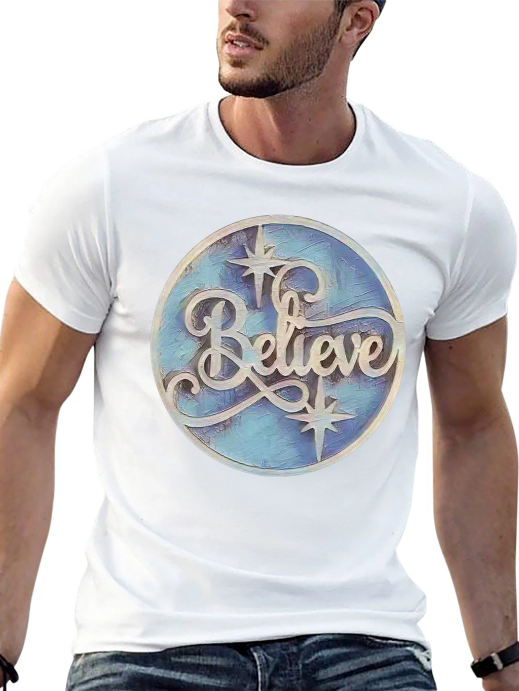 Believe Graphic Print Black T-Shirt