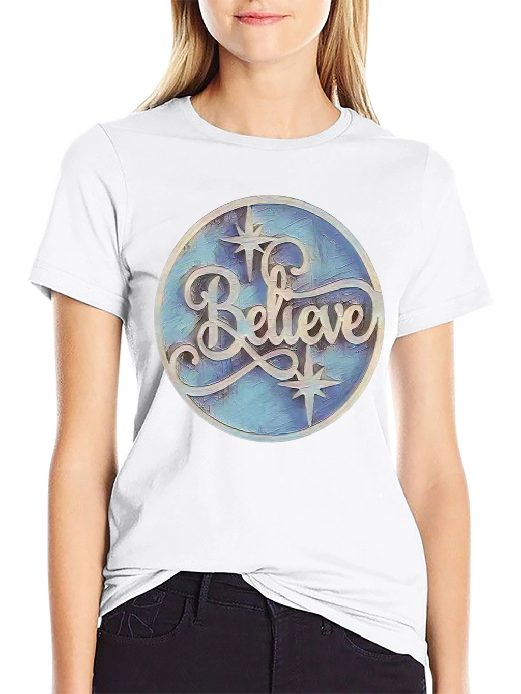 Believe Graphic Print Black T-Shirt