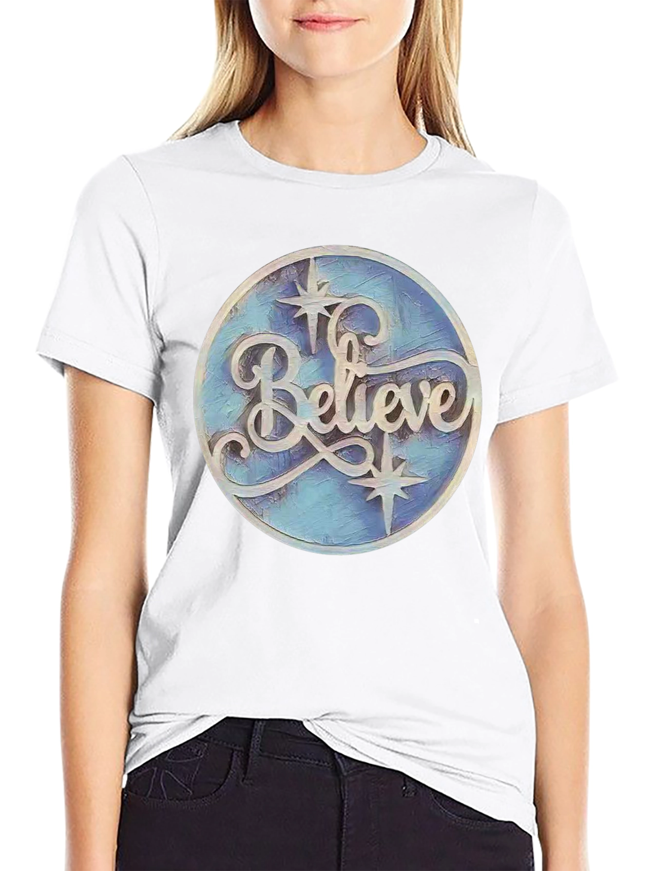 Believe Graphic Print Black T-Shirt