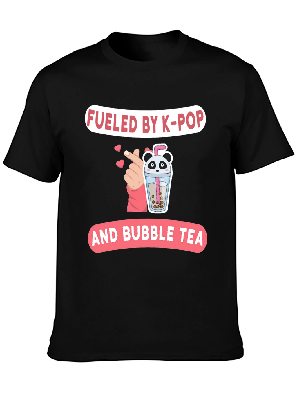 Fueled By K-Pop & Bubble Tea Black T-Shirt