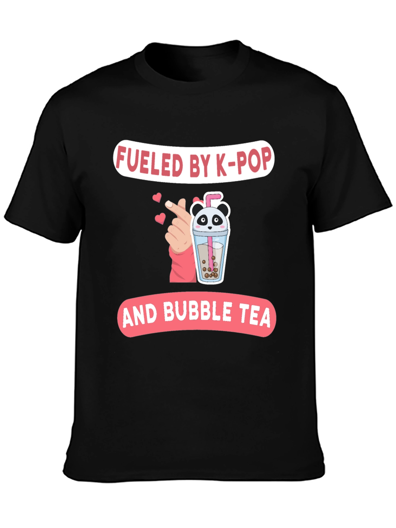 Fueled By K-Pop & Bubble Tea Black T-Shirt