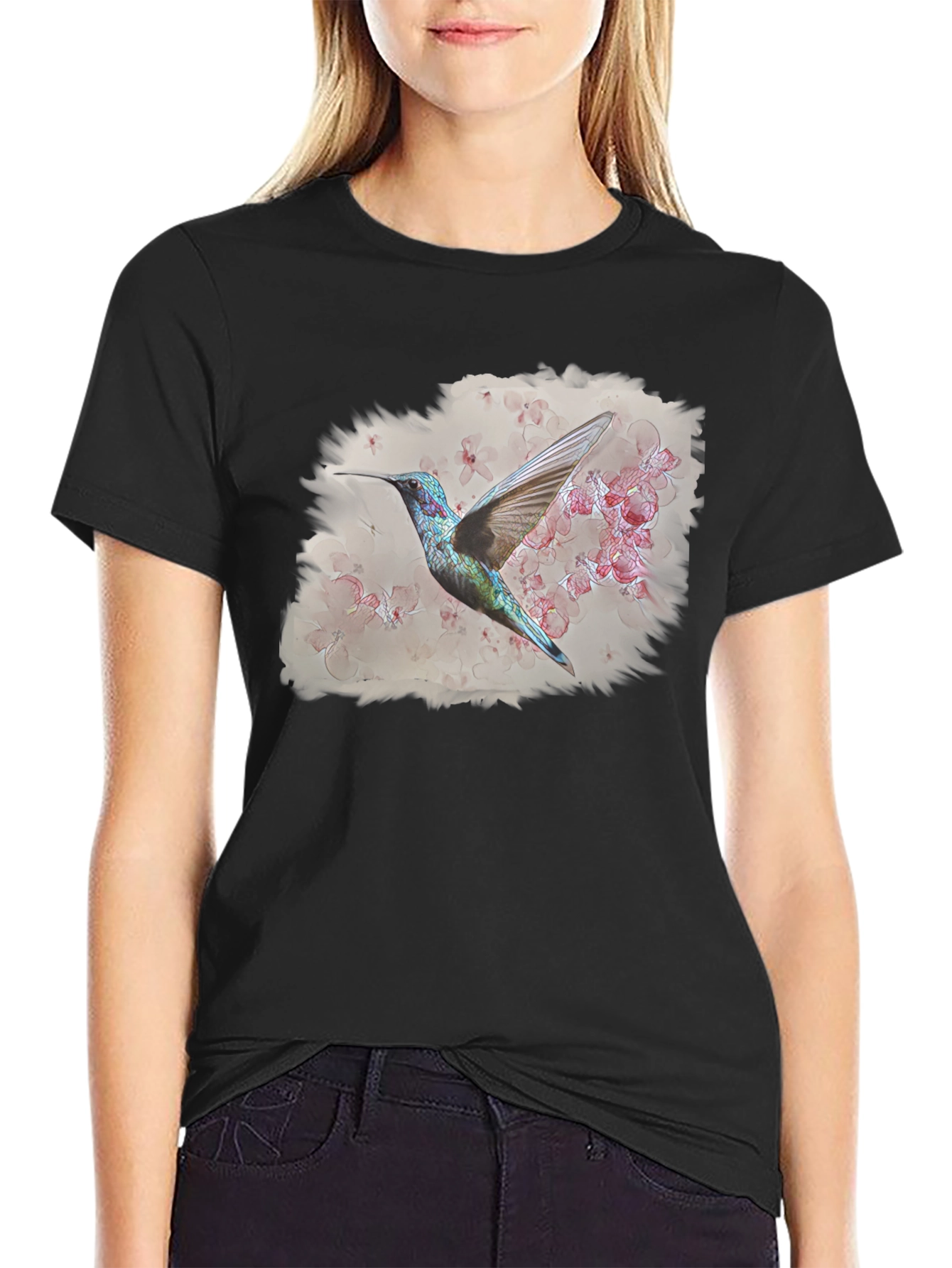 Hummingbird Floral Graphic T-Shirt