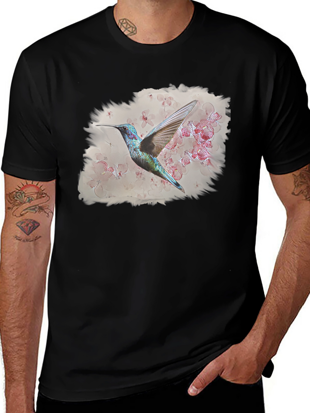 Hummingbird Floral Graphic T-Shirt
