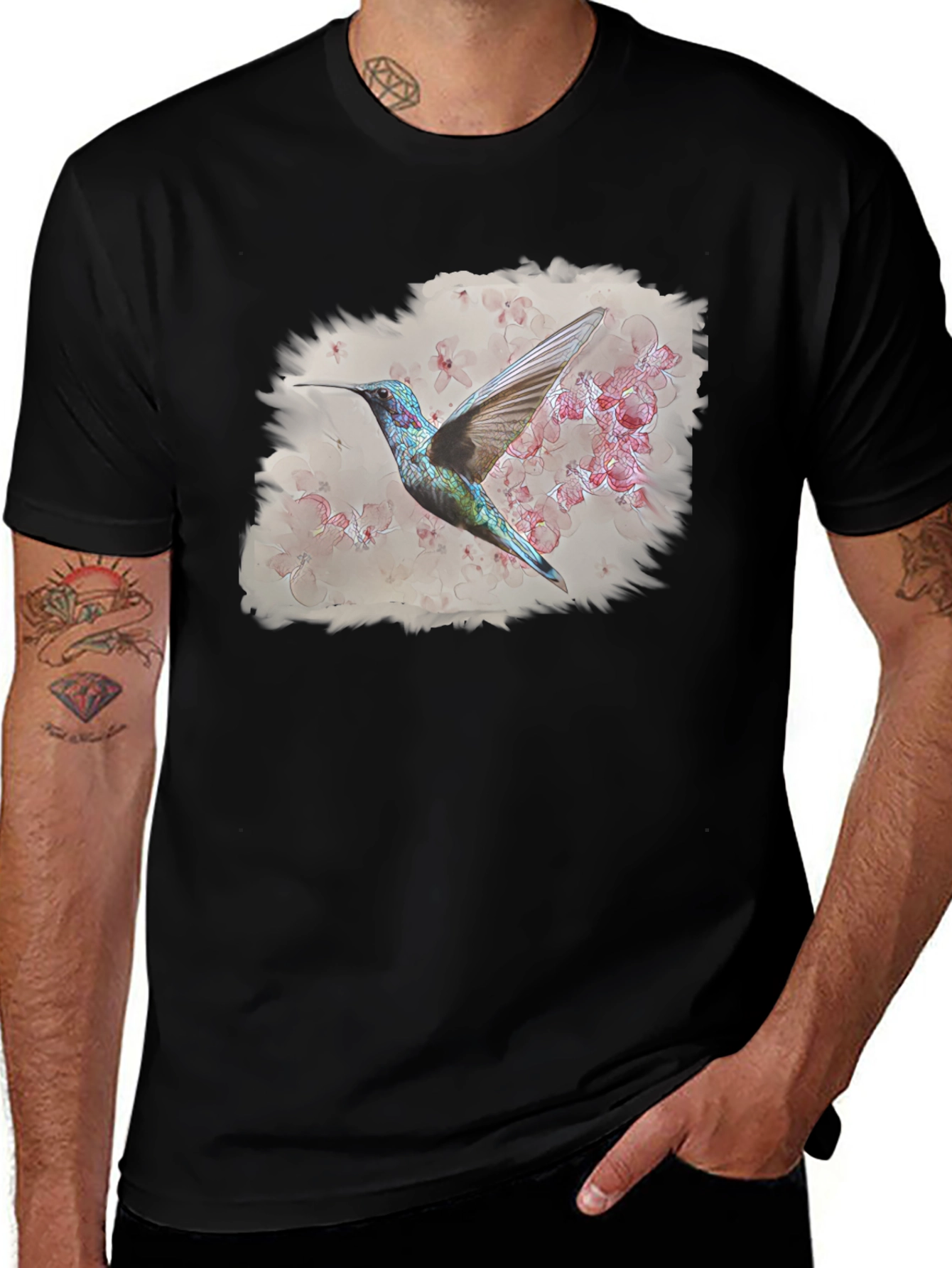 Hummingbird Floral Graphic T-Shirt