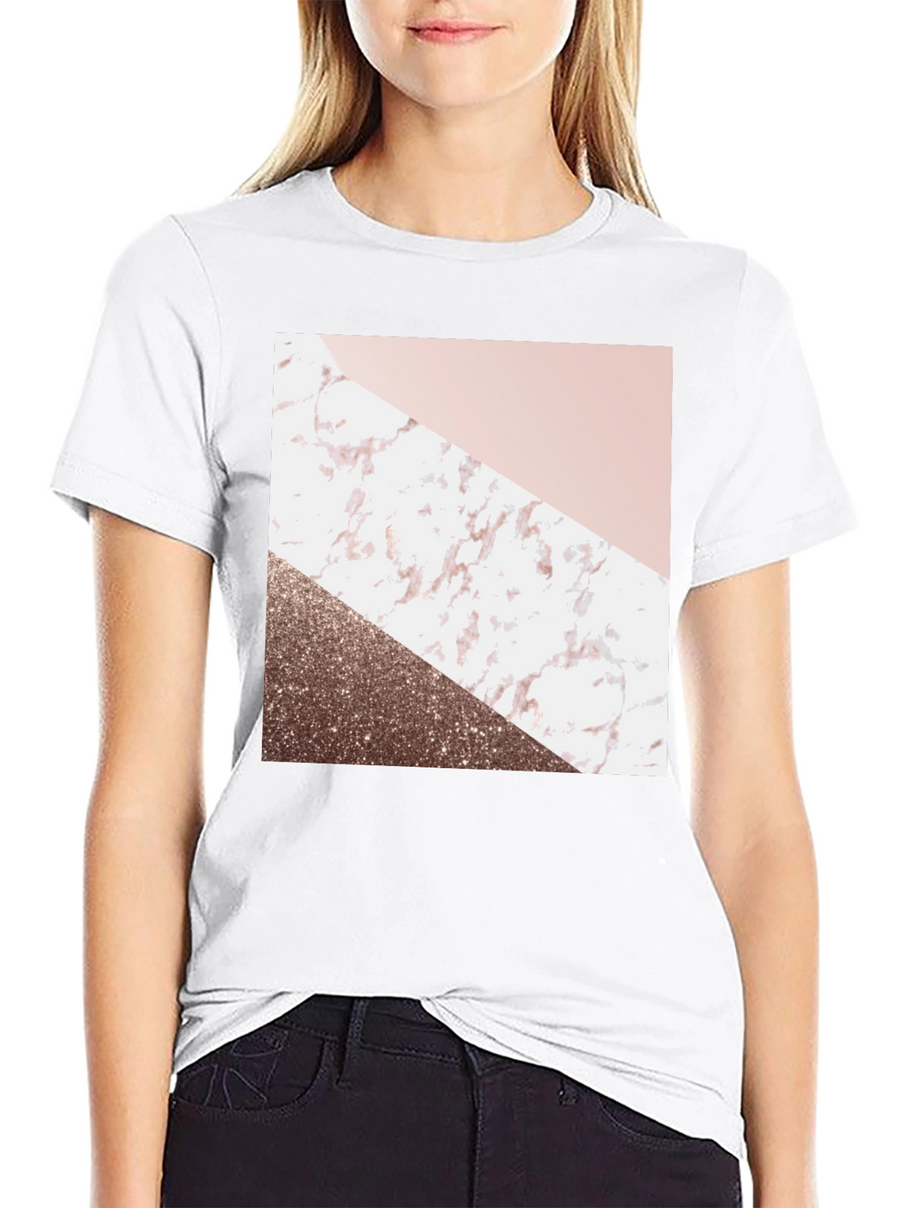 Geometric Marble Design Black T-Shirt