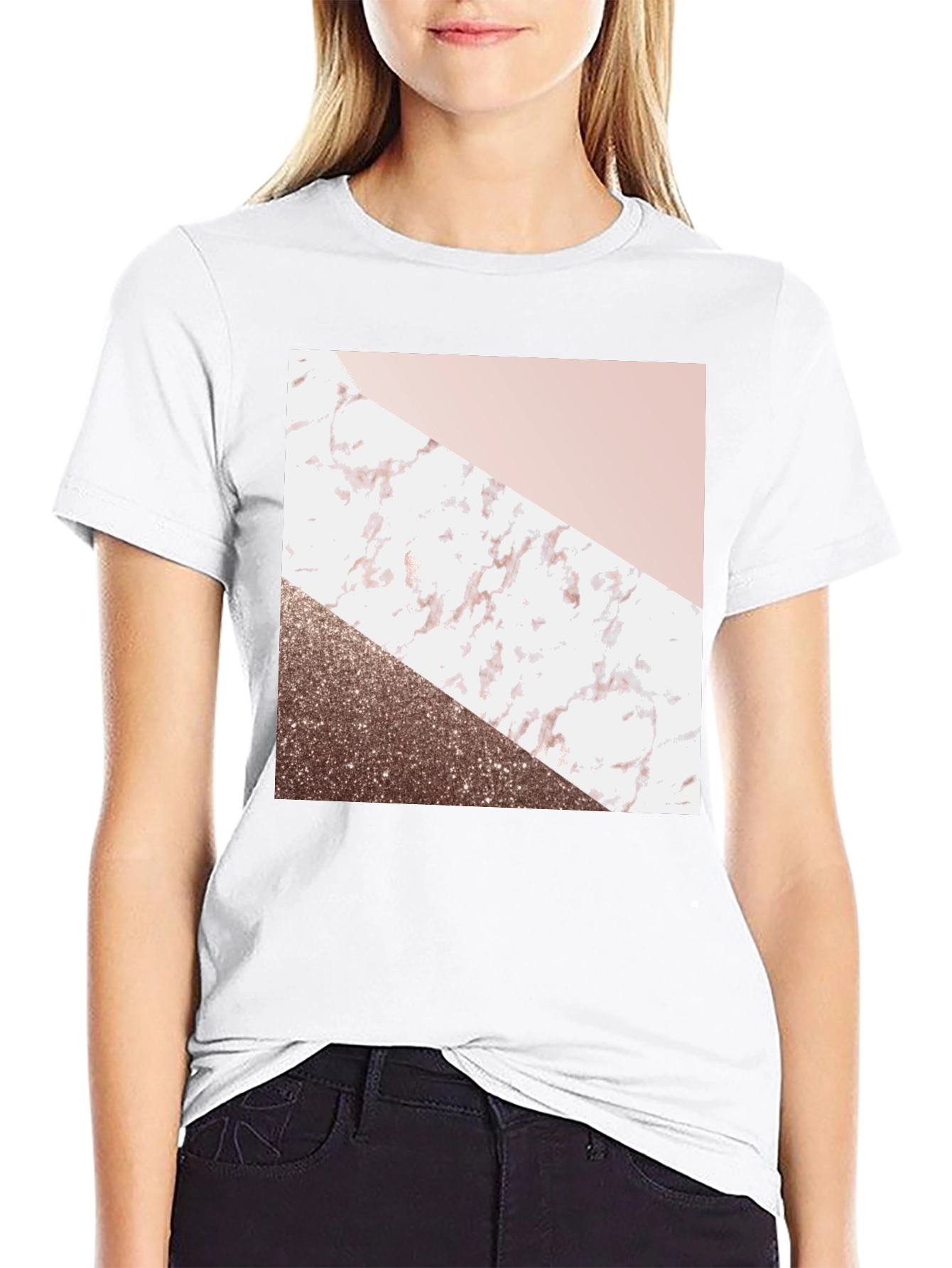 Geometric Marble Design Black T-Shirt