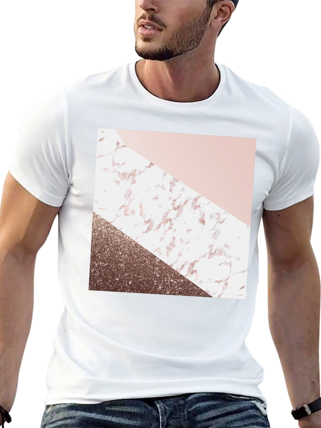 Geometric Marble Design Black T-Shirt