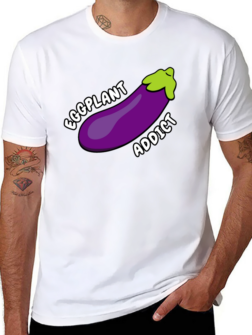 Eggplant Addict T-Shirt Funny Humor Graphic Tee