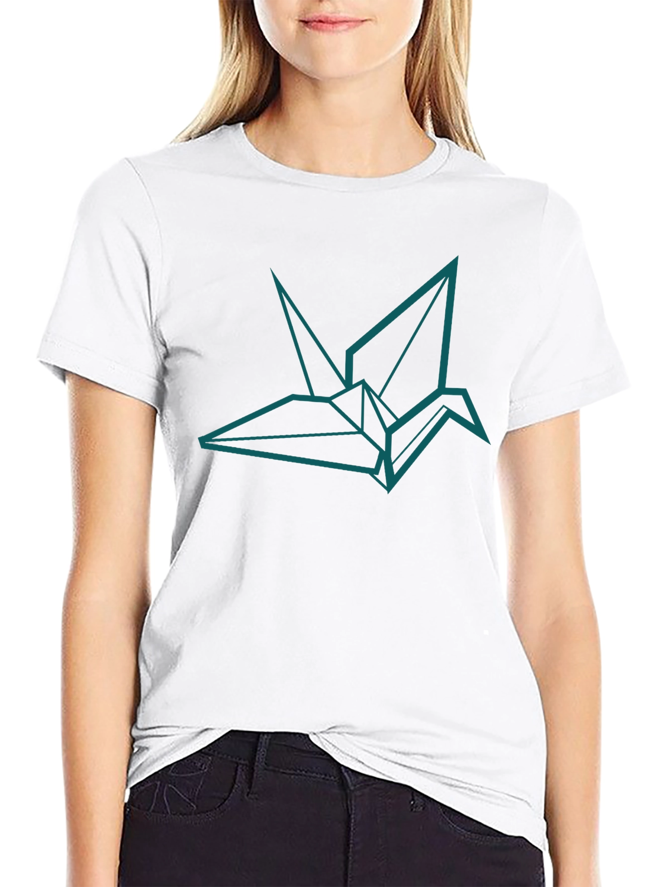 Origami Crane Graphic Tee - Modern Black T-Shirt