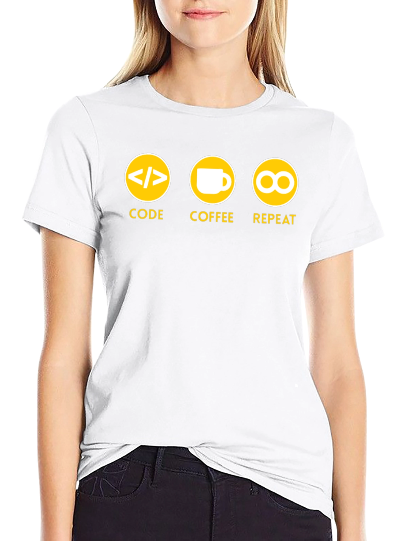 Code Coffee Repeat Graphic T-Shirt - Black